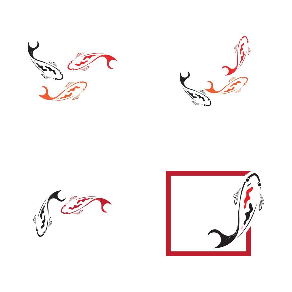 concept de conception de logo de poisson koi vecteur