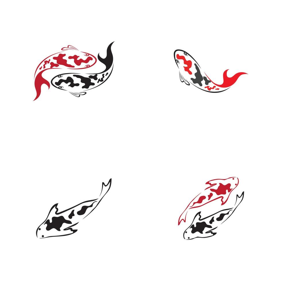 concept de conception de logo de poisson koi vecteur