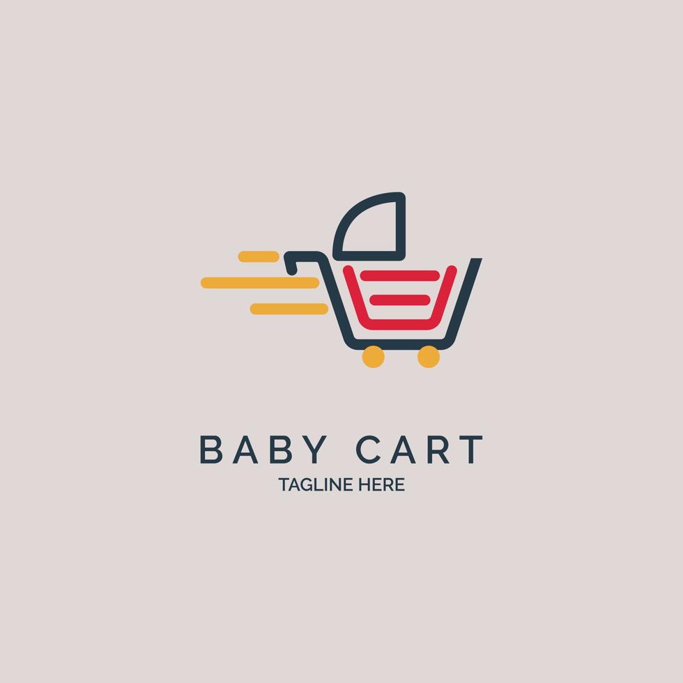 modèle de conception de logo de magasin de chariot de poussette de bébé pour la marque ou la société et autre vecteur
