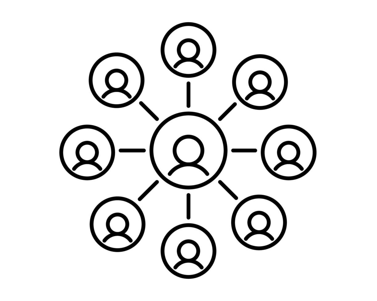 icône de ligne d'organigramme, logo vectoriel de hiérarchie de contour, pictogramme linéaire isolé sur blanc, illustration parfaite de pixel.