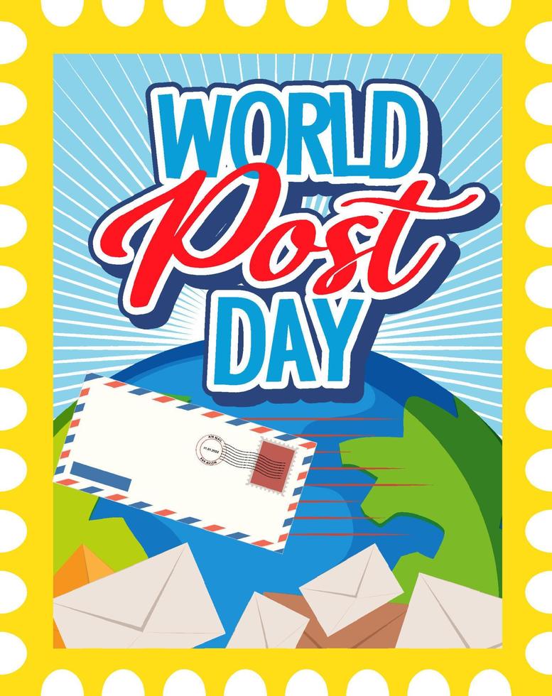 bannière de la journée mondiale de la poste avec boîte aux lettres et enveloppe vecteur