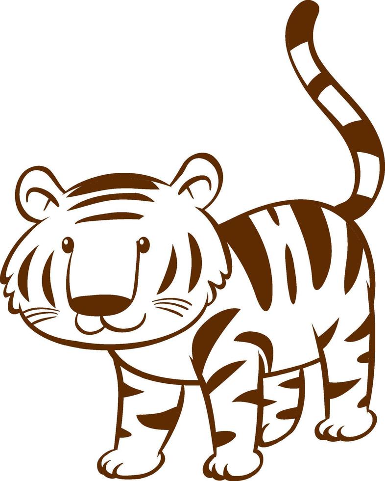 tigre dans un style simple doodle sur fond blanc vecteur