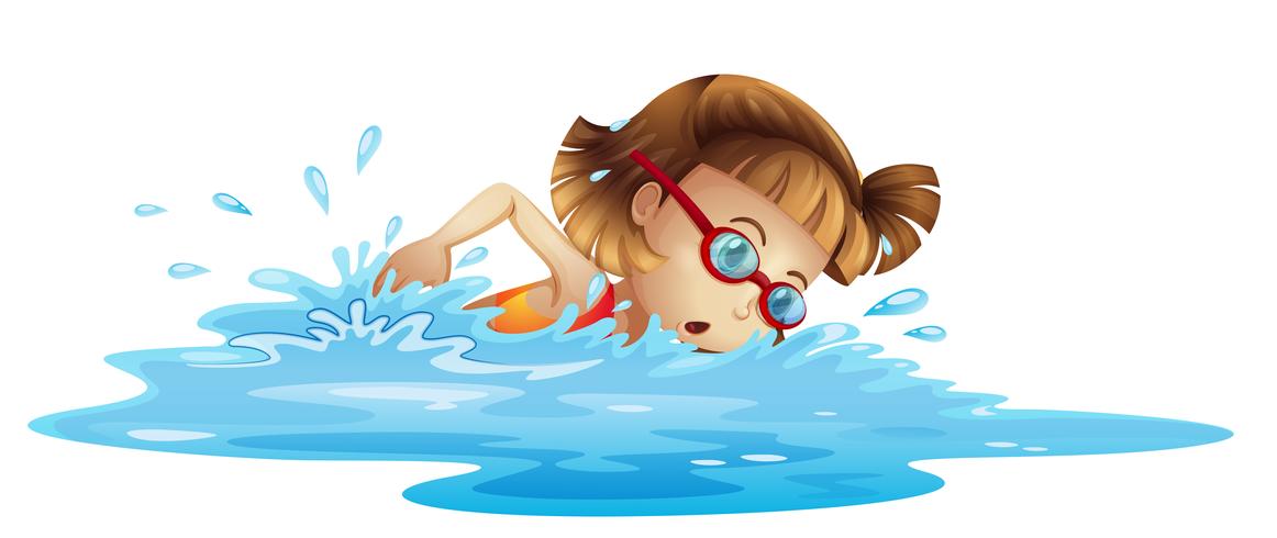 Une petite fille qui nage vecteur