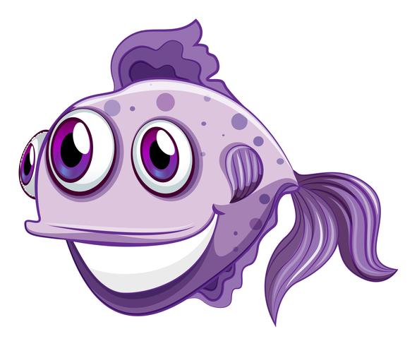 Un poisson violet souriant vecteur