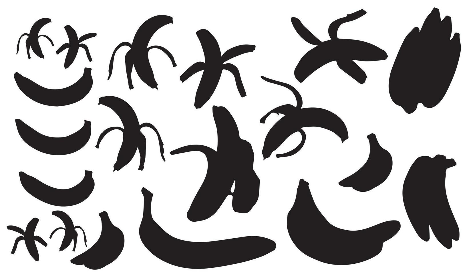 bananes vectorielles. banane fruits fond blanc, collection d'illustrations vectorielles. silhouette de bananes. eps 10 vecteur