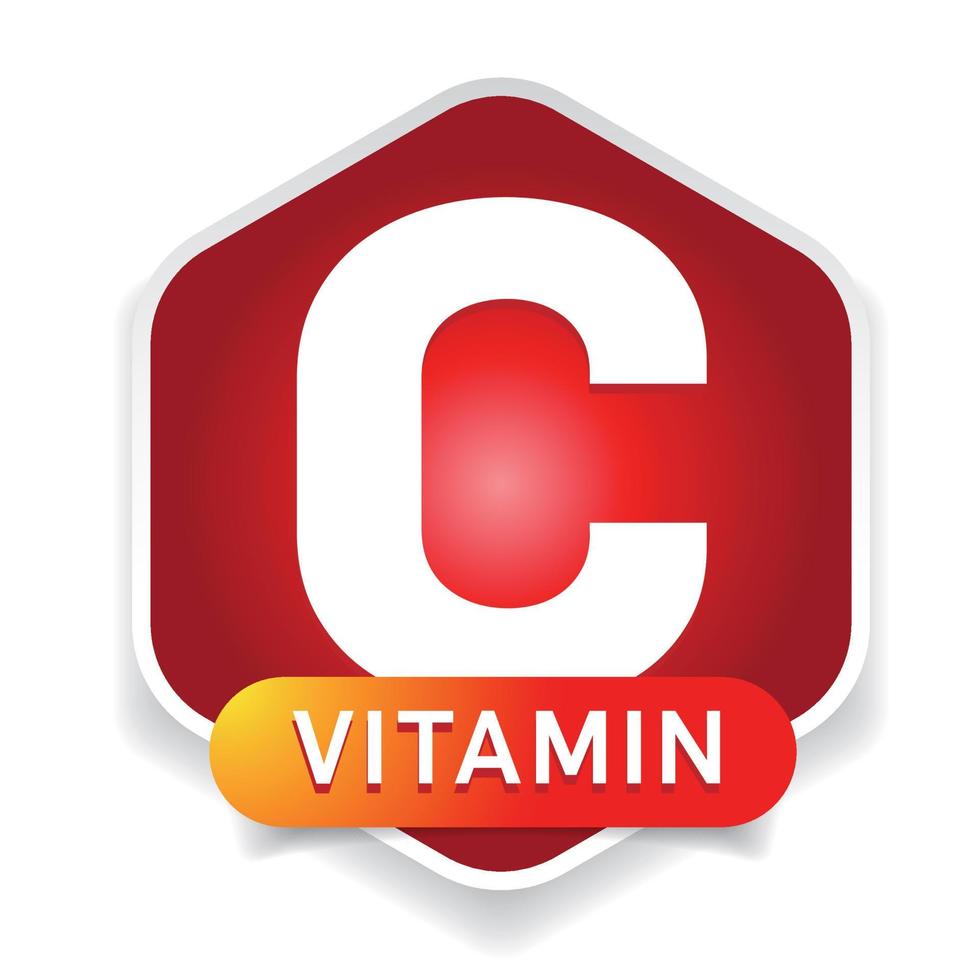 insigne d'étiquette de vitamine c vecteur