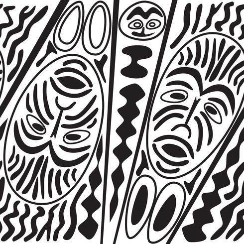 Motif ethnique homogène, style tribal. Masque africain fond en mosaïque. vecteur