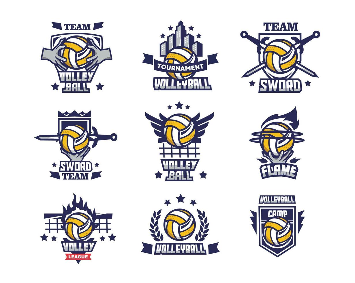 collection de badges de logo de volley-ball logo américain sport adapté aux bannières et affiches de groupe sportif vecteur