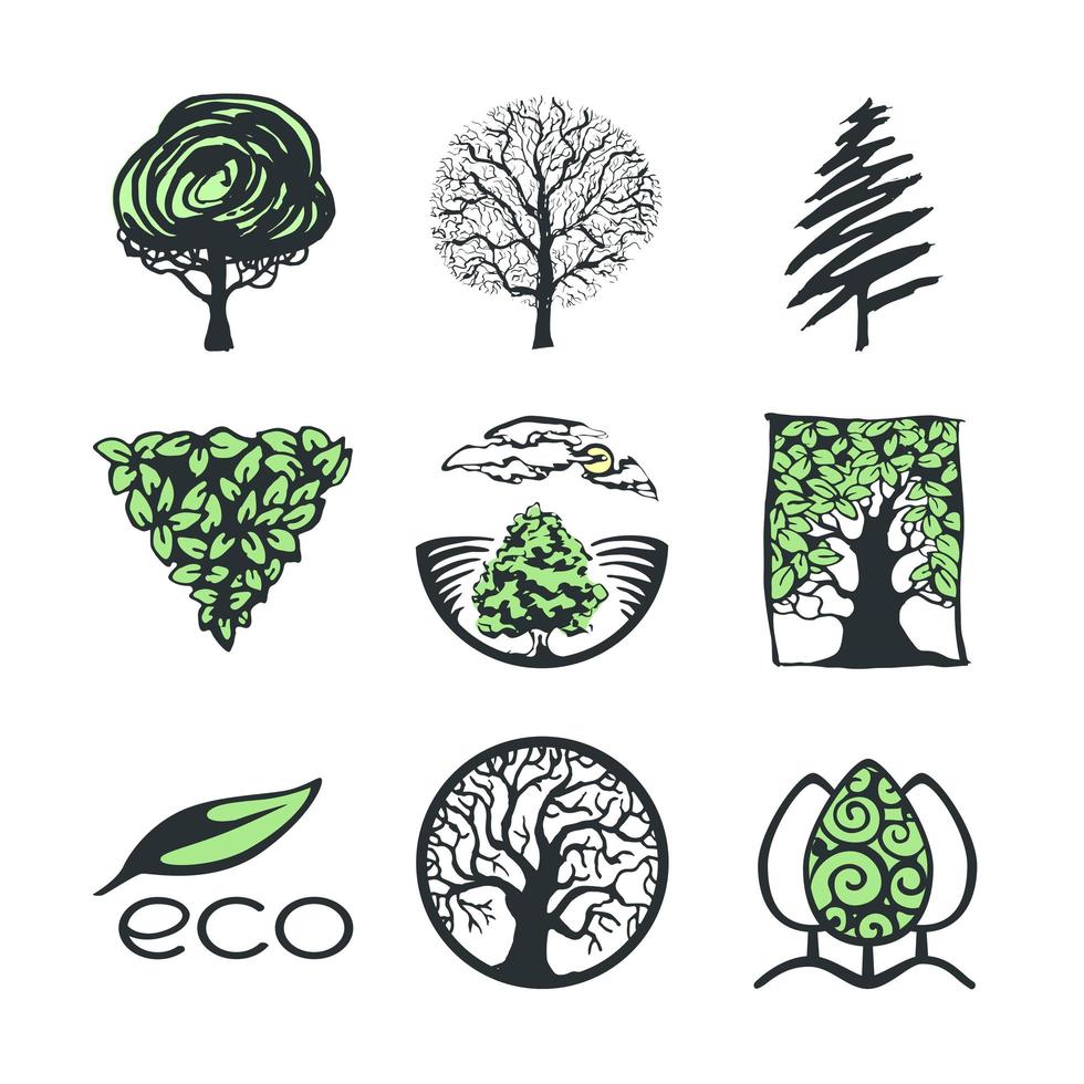 collection de logos d'arbres vecteur