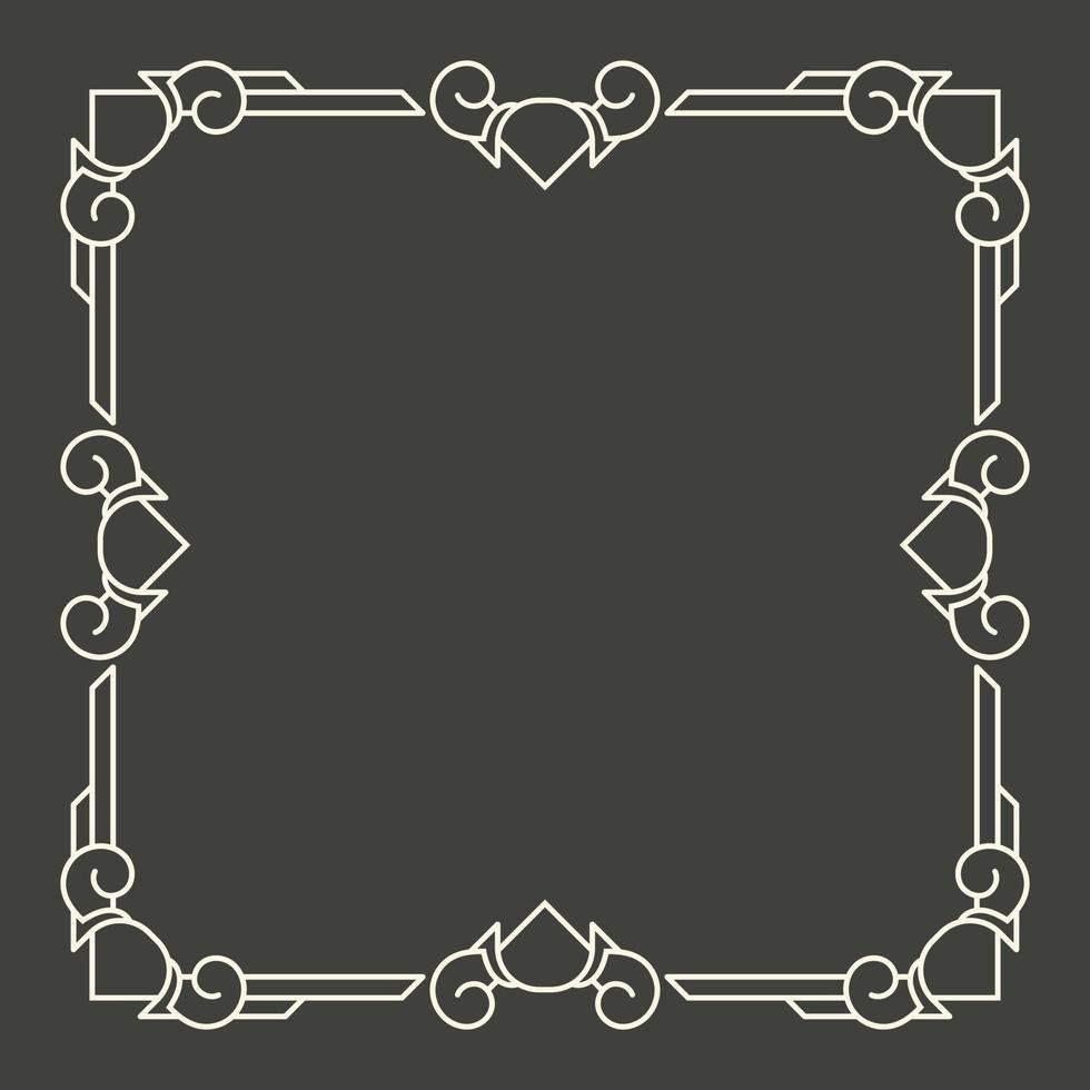 cadre monogramme floral et géométrique sur fond gris foncé. - vecteur. vecteur