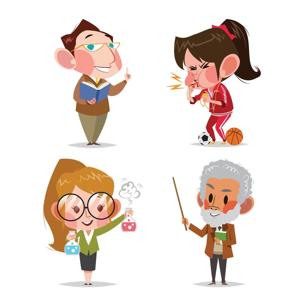 ensemble de concepts de personnages de dessins animés de la journée nationale des enseignants vecteur