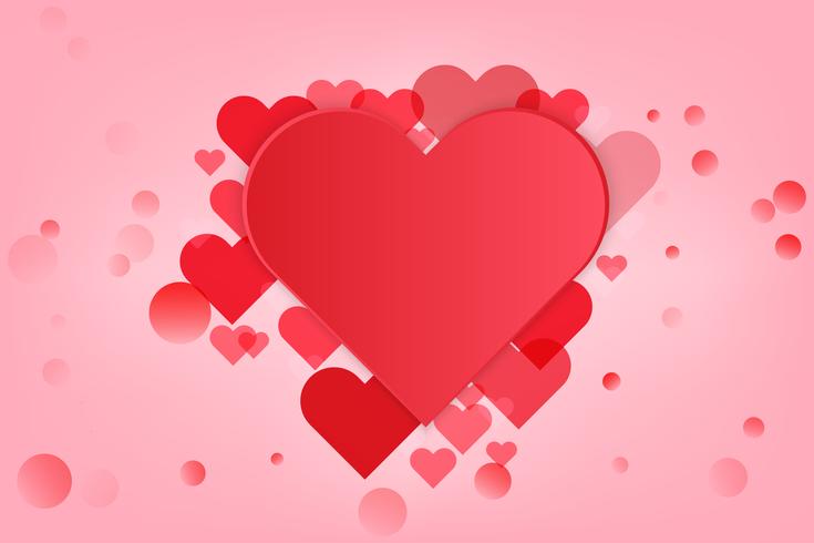 Coeur Saint-Valentin. Fond coeur décoratif avec des coeurs de la Saint-Valentin. concept amour et Saint Valentin, style art papier. vecteur