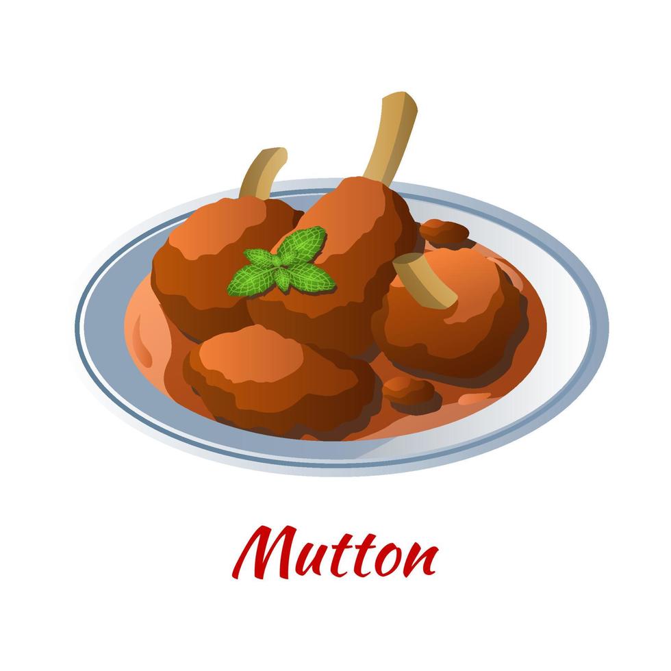 le curry de mouton est un aliment délicieux et célèbre de halal dans une icône de conception de dégradé de couleur vecteur