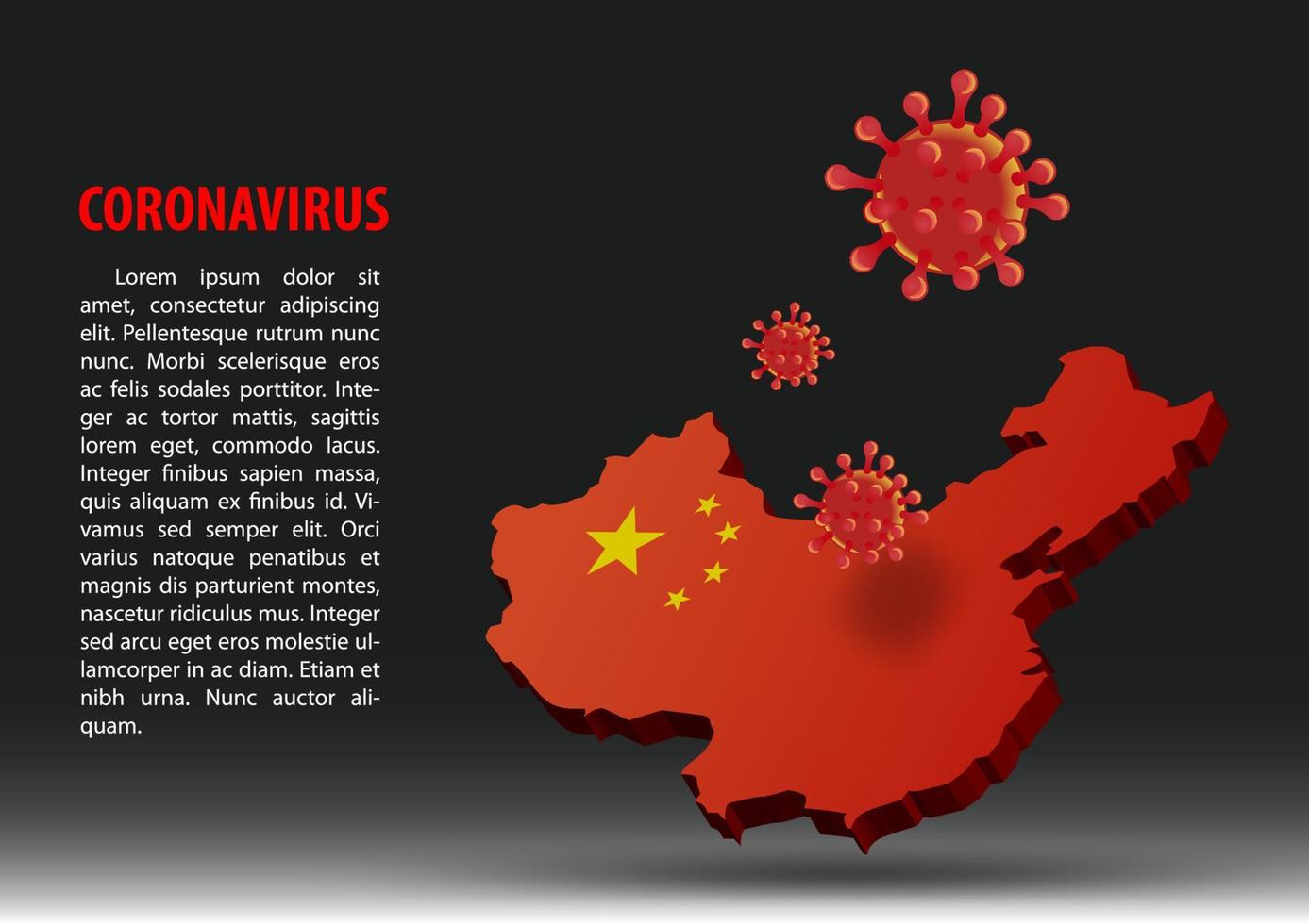 le coronavirus survole la carte de la chine dans le drapeau national vecteur