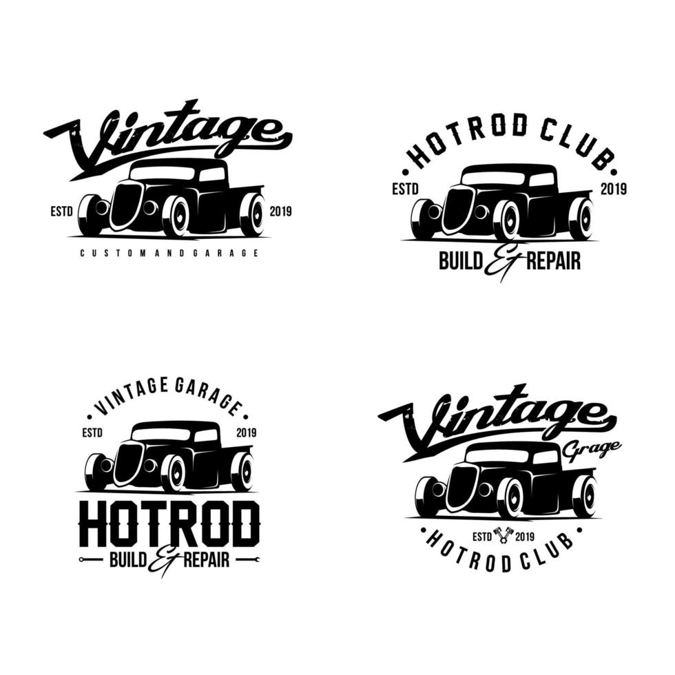 modèle de logo vintage hotrod vecteur