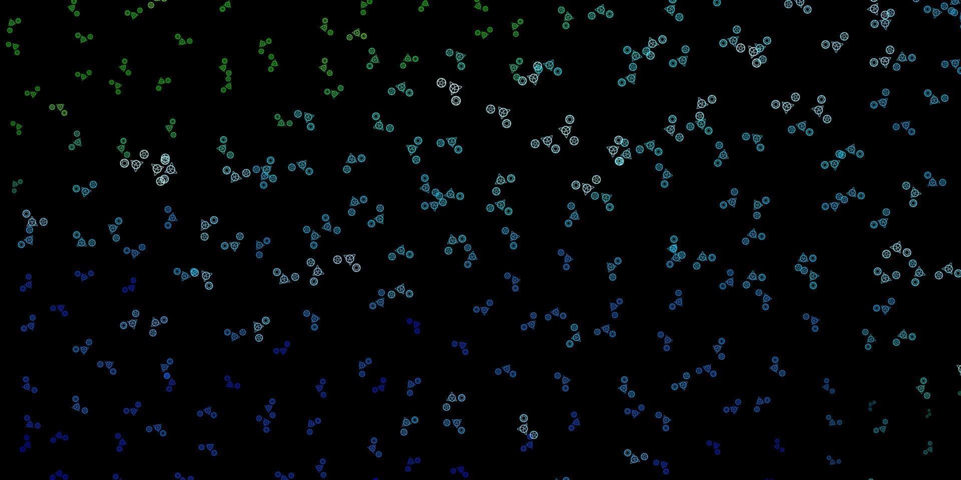 modèle vectoriel bleu foncé, vert avec des signes ésotériques.