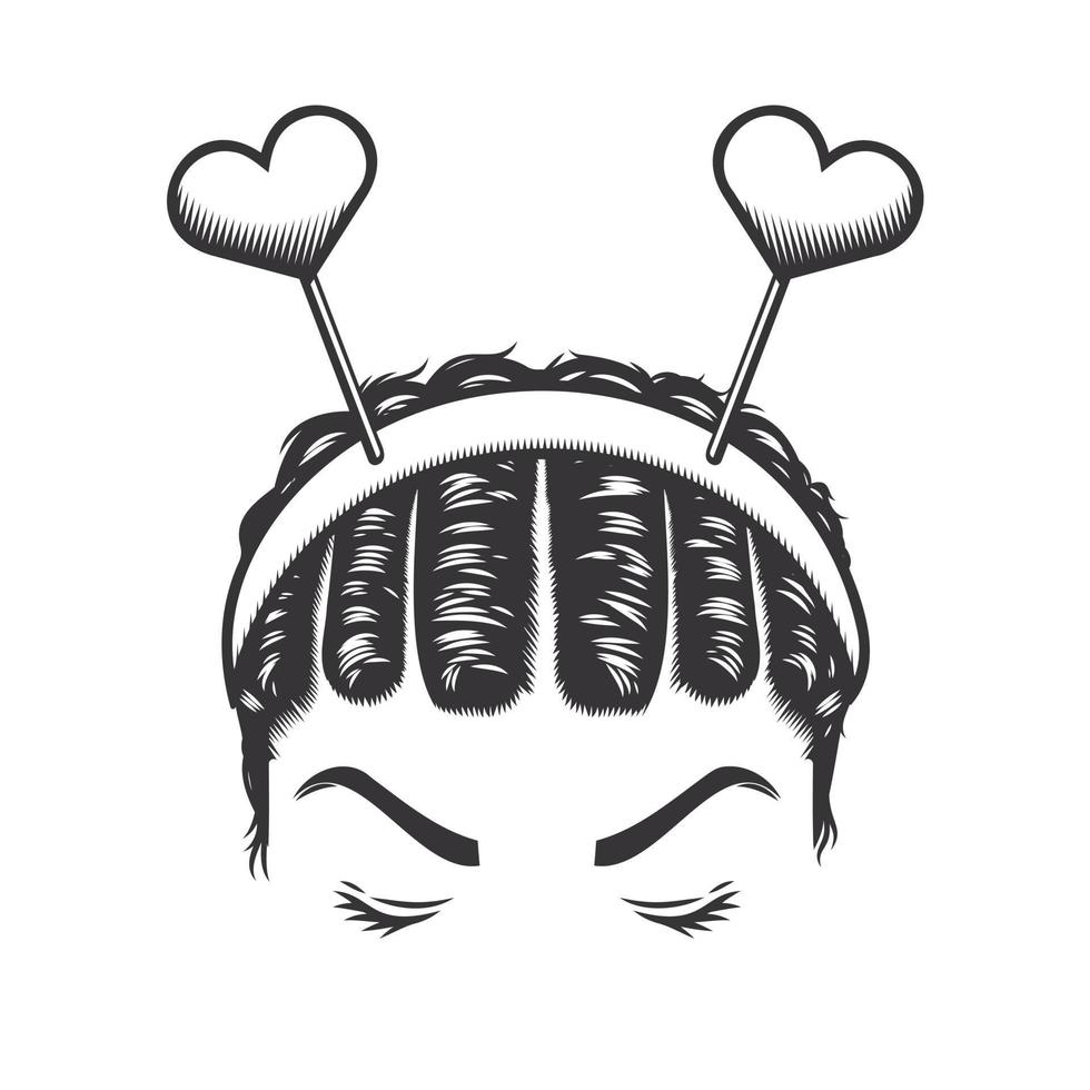 visage de femme avec bandeau d'amour afro coiffures vintage