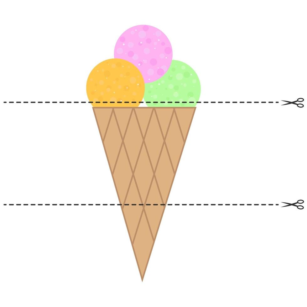 illustration vectorielle. un jeu pour les enfants d'âge préscolaire. couper l'image en morceaux. plier dans le bon ordre. mosaïque. Cornet de glace vecteur