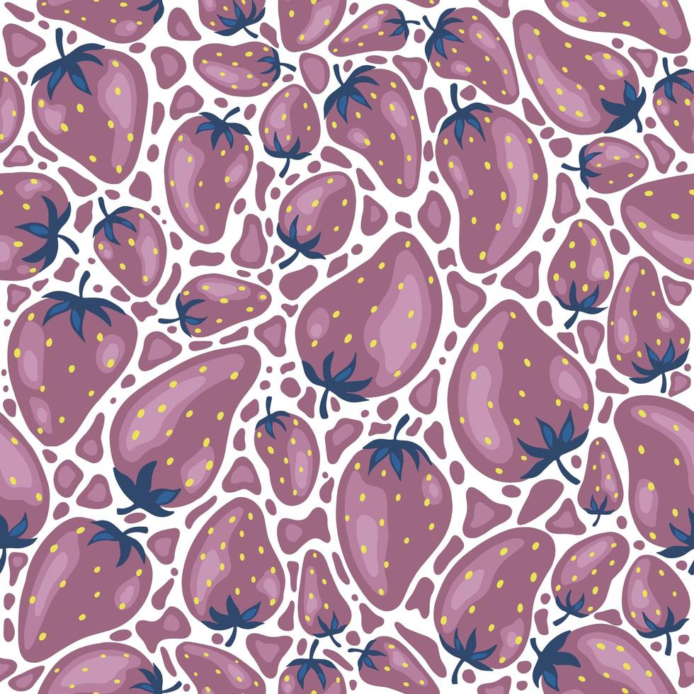 modèle sans couture de fraises lumineuses de dessin animé. arrière-plan vectoriel de baies biologiques fraîches de la ferme utilisées pour le magazine, le livre, la carte, la couverture du menu, les pages Web.