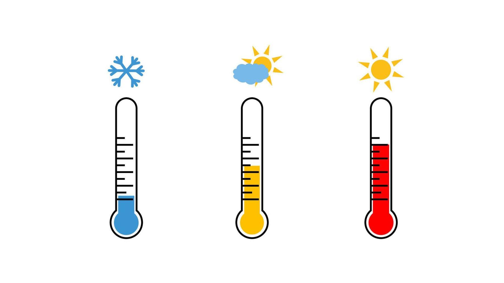 symbole d'icône de thermomètre température chaude et froide vecteur