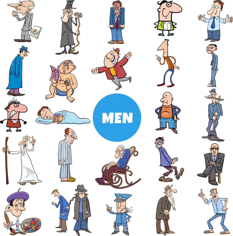 dessin animé hommes personnages de bandes dessinées grande collection vecteur