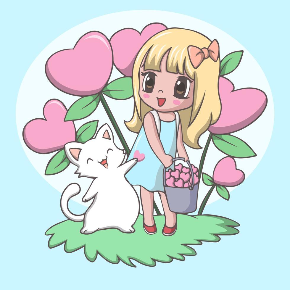 dessin animé mignonne petite fille avec des oreilles de lapin et papillon  5276482 Art vectoriel chez Vecteezy