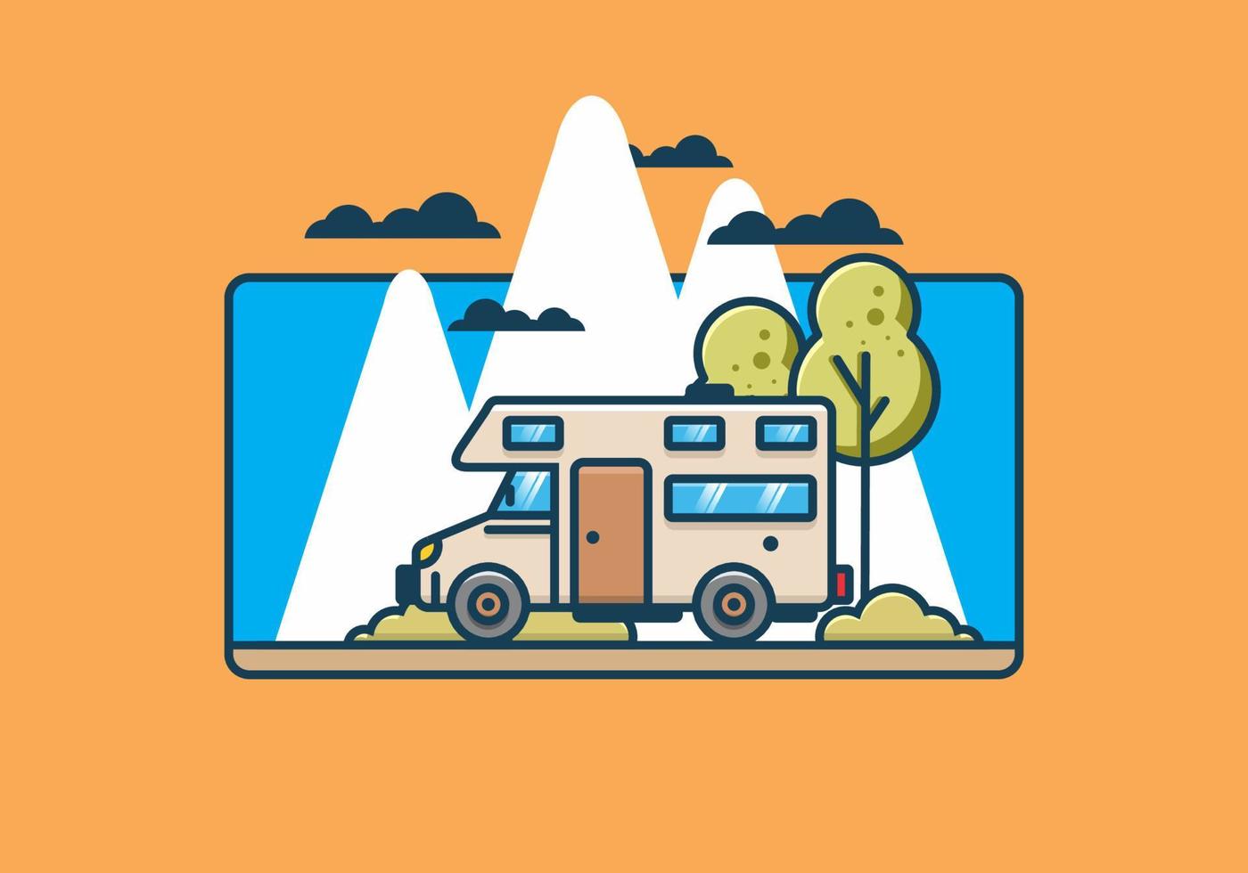 illustration plate de camping-car dessin au trait vecteur