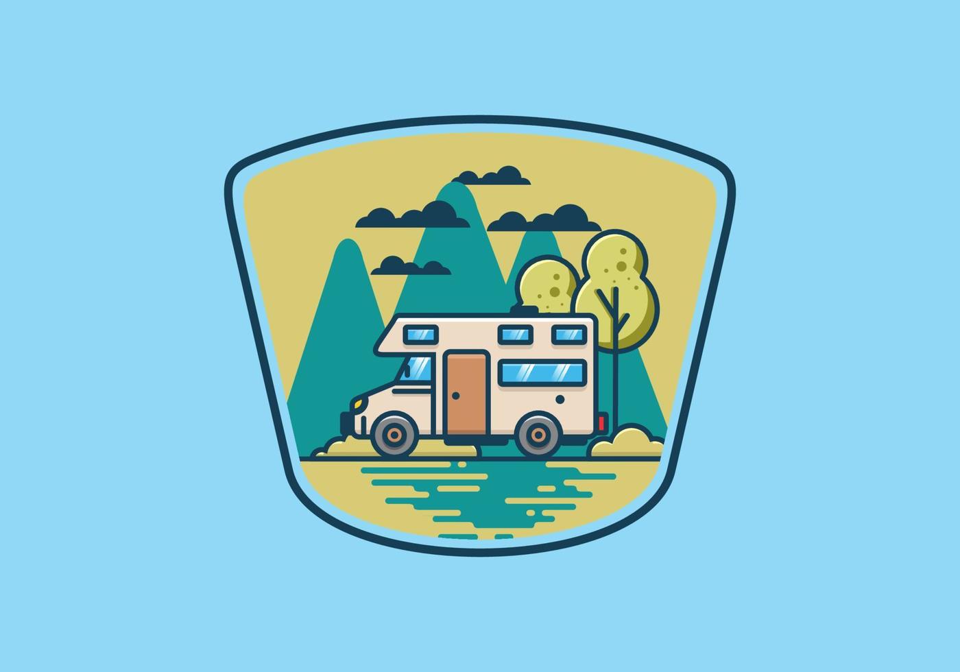illustration plate de camping-car dessin au trait vecteur