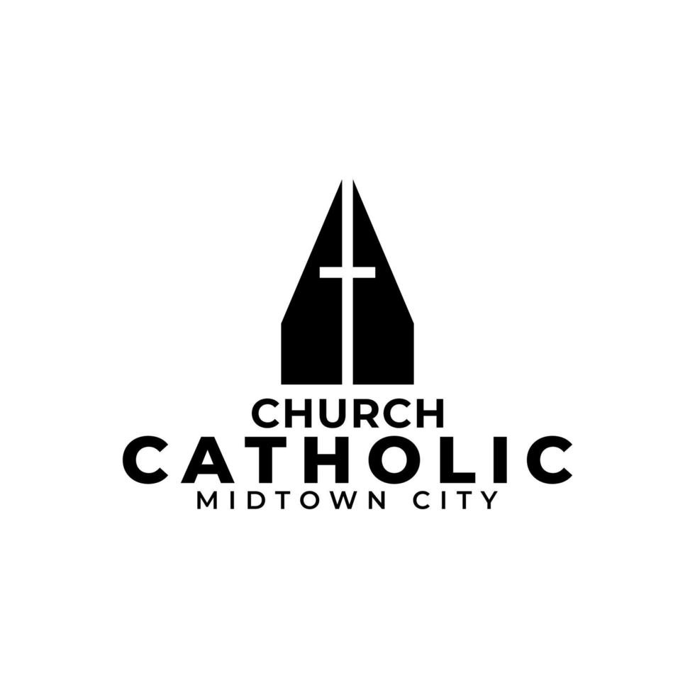 illustration vectorielle de concept de logo de religion catholique de l'église vecteur