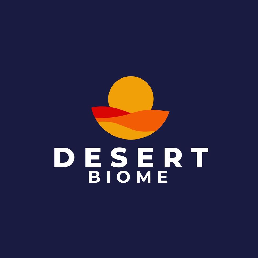 désert avec illustration vectorielle de coucher de soleil logo concept vecteur