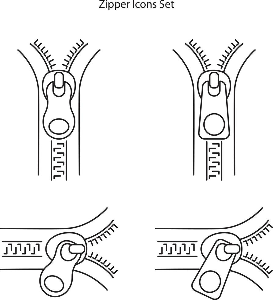 icône de fermeture éclair isolée sur fond blanc de la collection de couture. icône de fermeture à glissière contour de ligne mince symbole de fermeture à glissière linéaire pour le logo, le web, l'application, l'interface utilisateur. signe simple d'icône de fermeture à glissière. vecteur