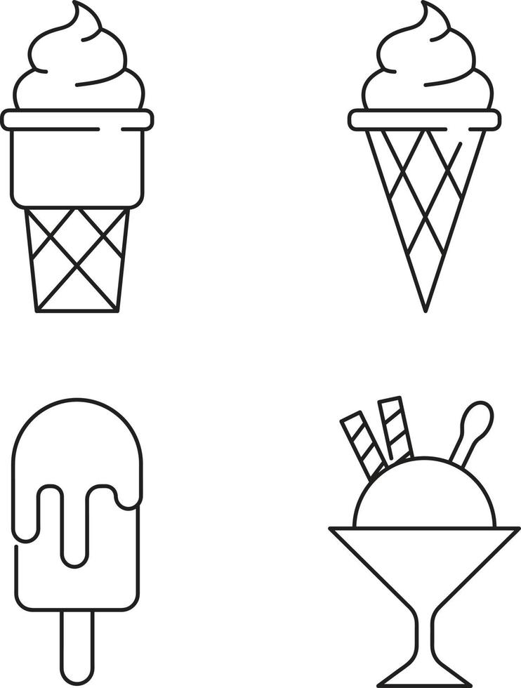 icônes de crème glacée isolés sur fond blanc vecteur