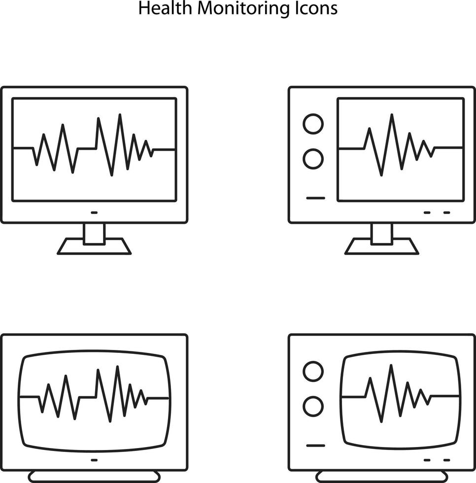 icône de la ligne de surveillance de la santé. soins médicaux de télésanté. consultation médicale virtuelle. télémédecine, concept de soins de santé. examens médicaux en ligne. illustration vectorielle isolée vecteur