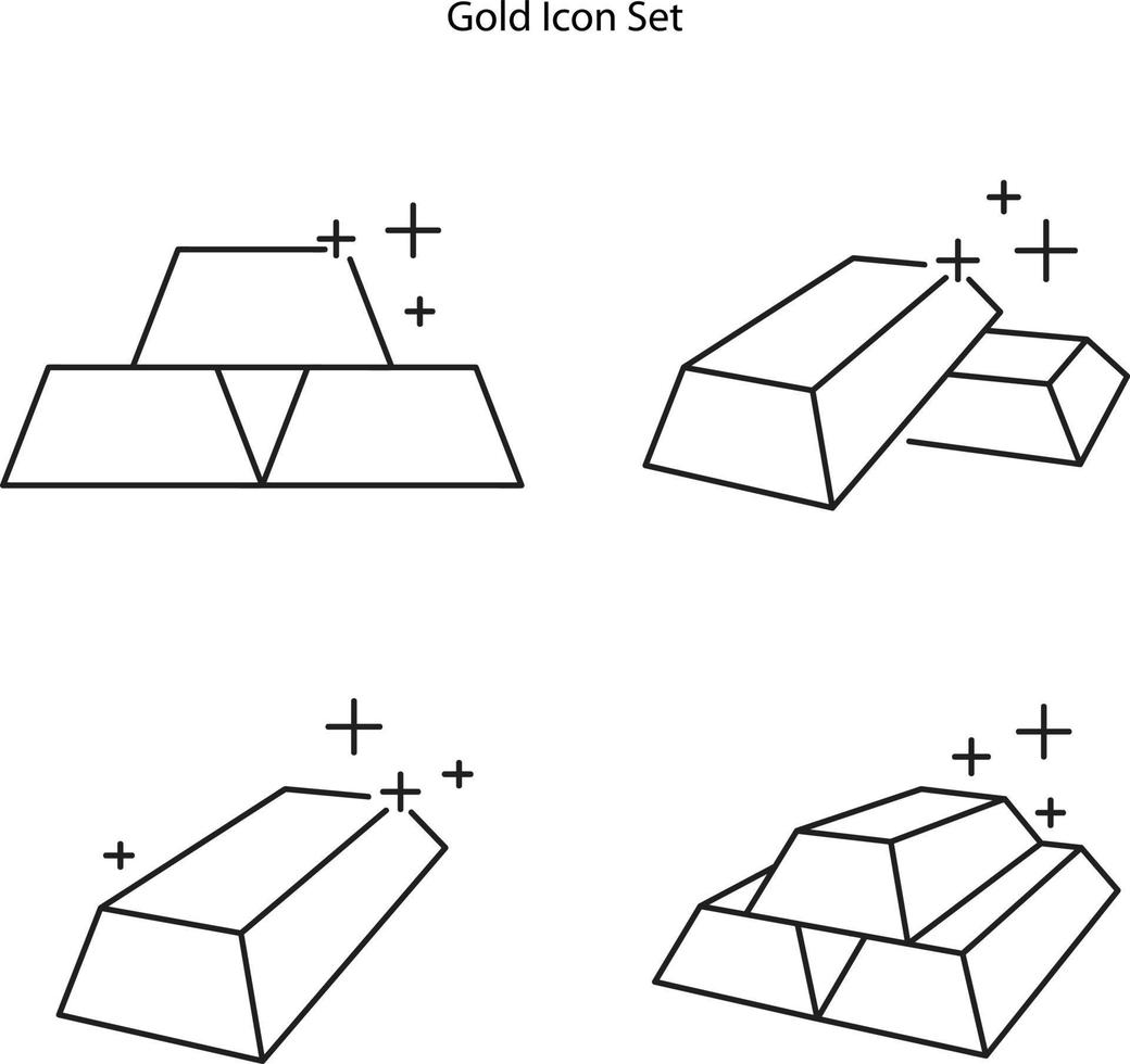 jeu d'icônes d'or isolé sur fond blanc de la collection de renommée. icône de lingots d'or ligne mince contour symbole linéaire de lingots d'or pour le logo, le web, l'application, l'interface utilisateur. signe simple d'icône de lingots d'or. vecteur