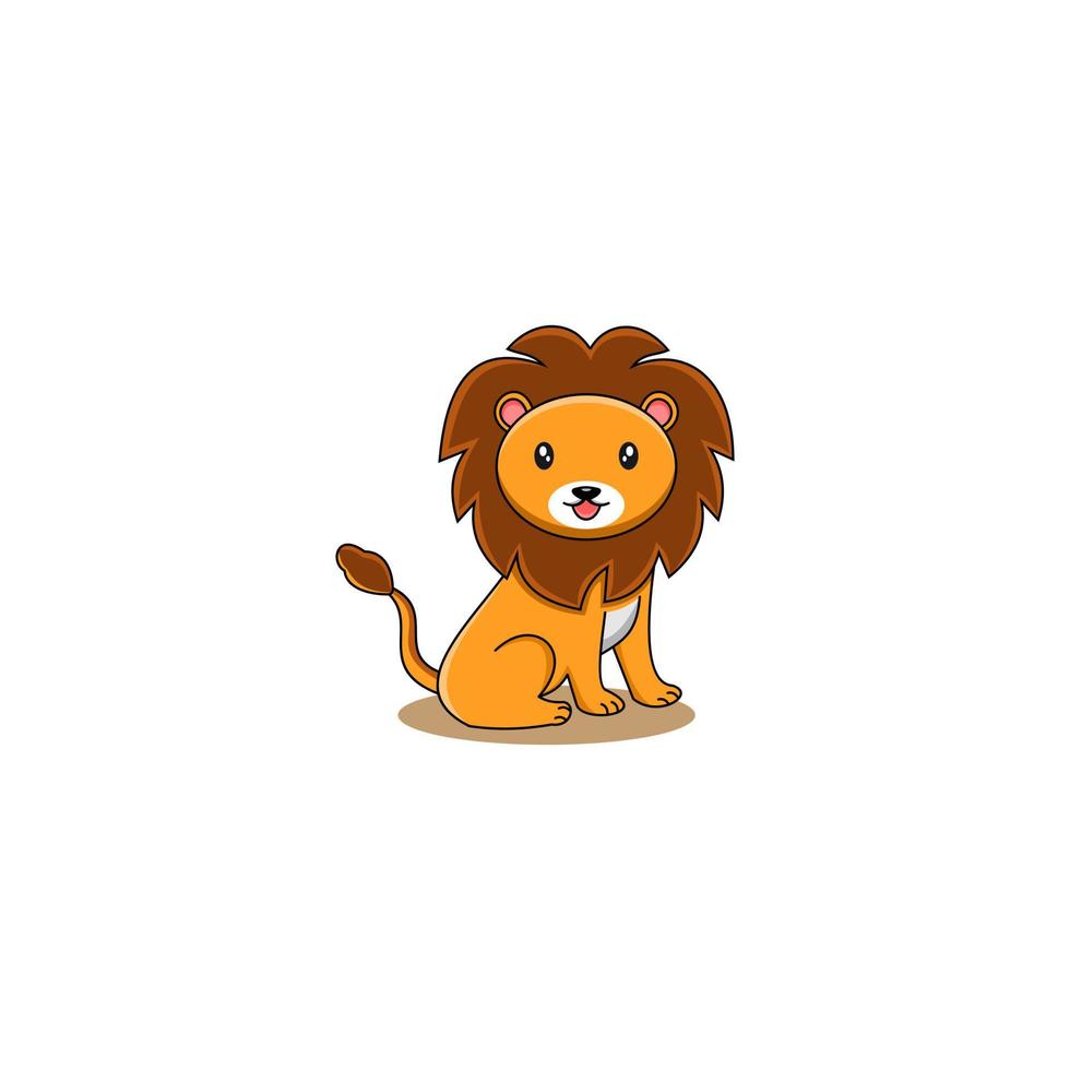 mignon, un, lion, dessin animé, isolé, blanc, fond vecteur