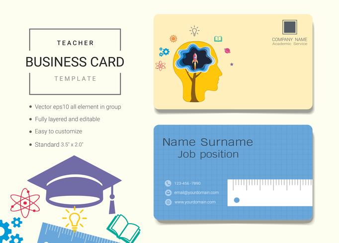 Modèle de conception de carte de professeur nom entreprise. vecteur