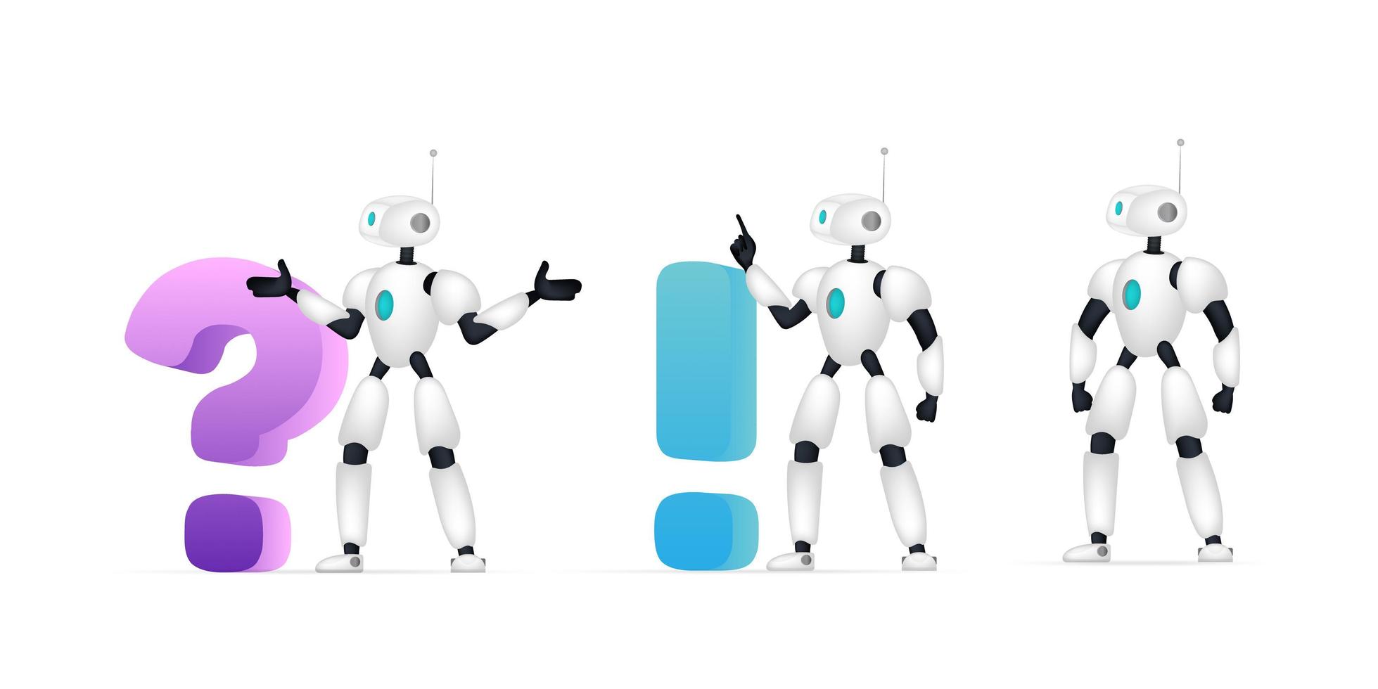 ensemble de robots blancs pour les applications. chatbots isolés sur fond blanc. vecteur. vecteur