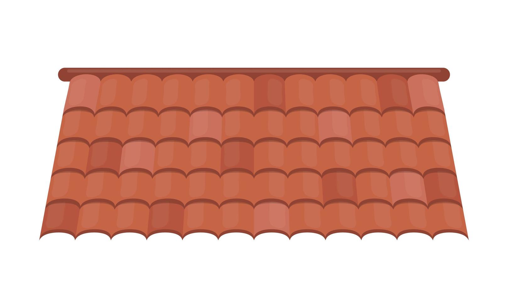 toit de tuiles brunes isolé sur fond blanc. toit pour la conception de chalets d'été. style bande dessinée. illustration vectorielle. vecteur