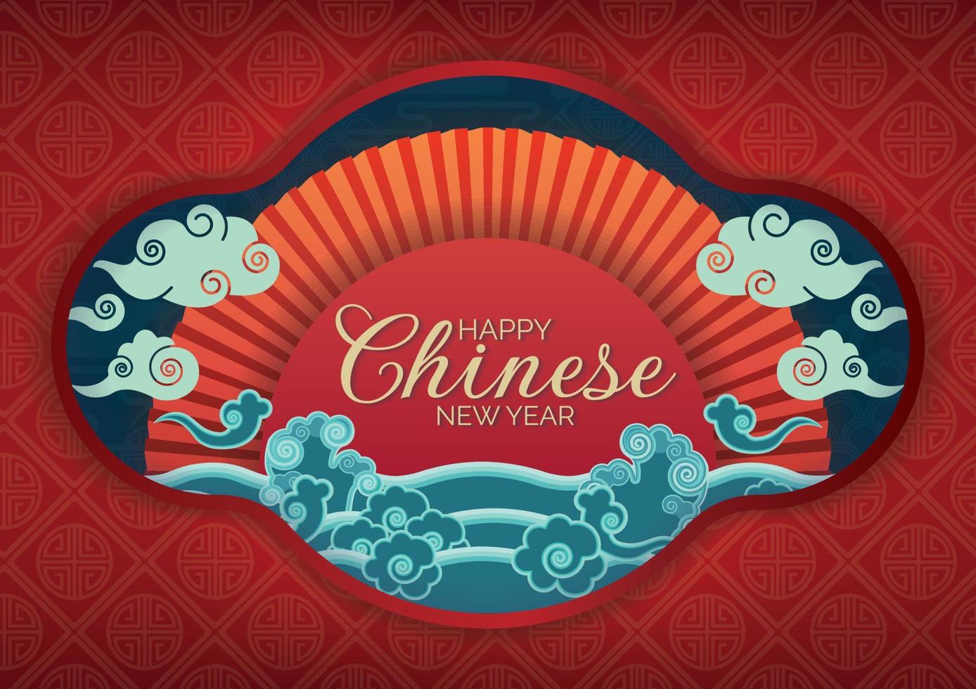 conception de bannière de nouvel an chinois oriental avec des éléments dorés vecteur