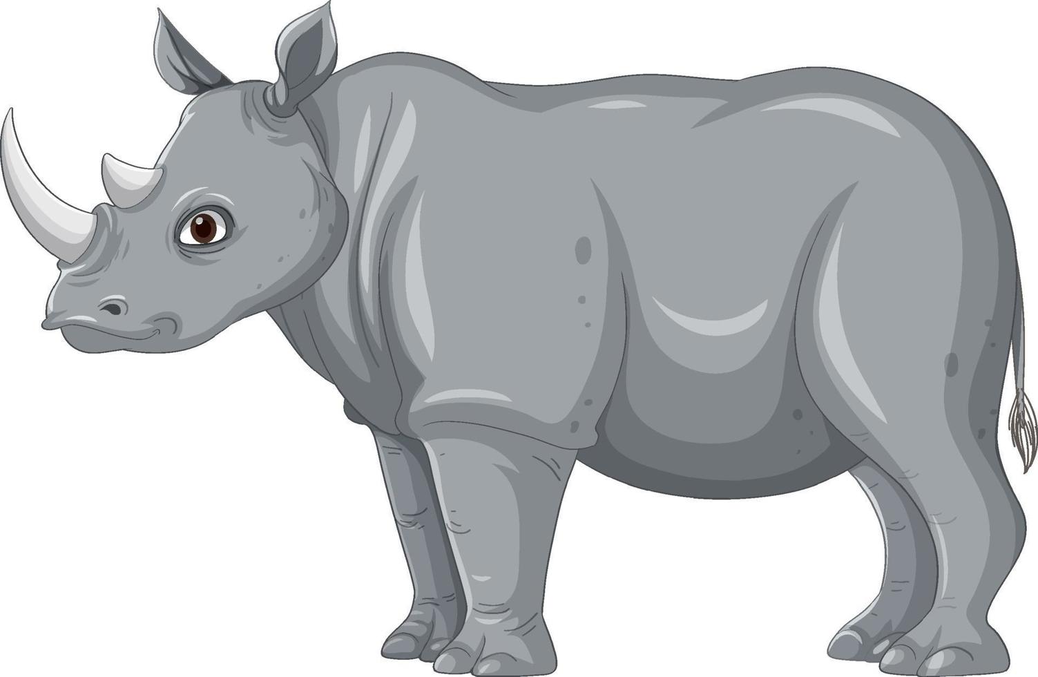 rhinocéros gris isolé sur fond blanc vecteur