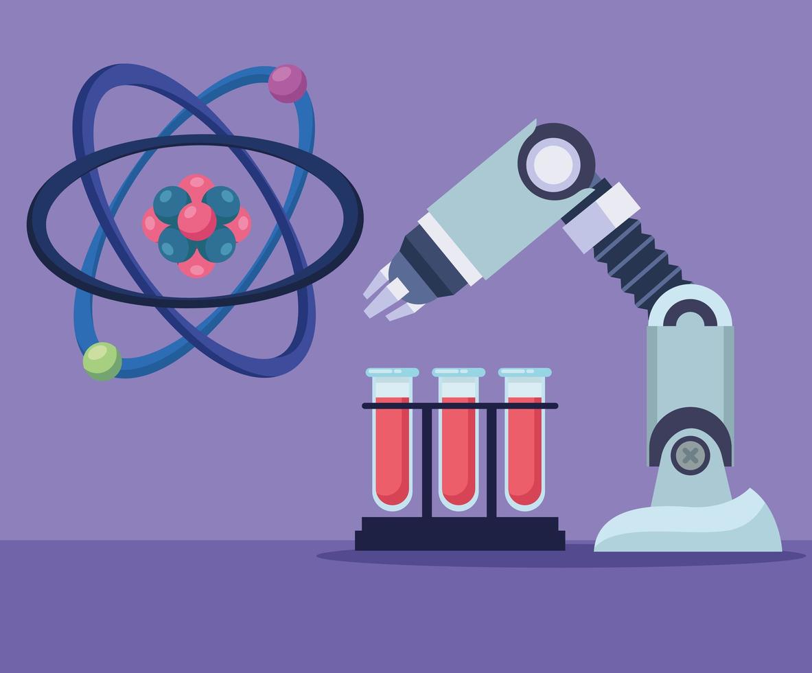 icônes d'atome et de laboratoire vecteur