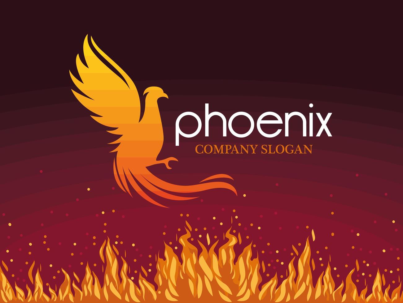 oiseau phénix et flammes vecteur