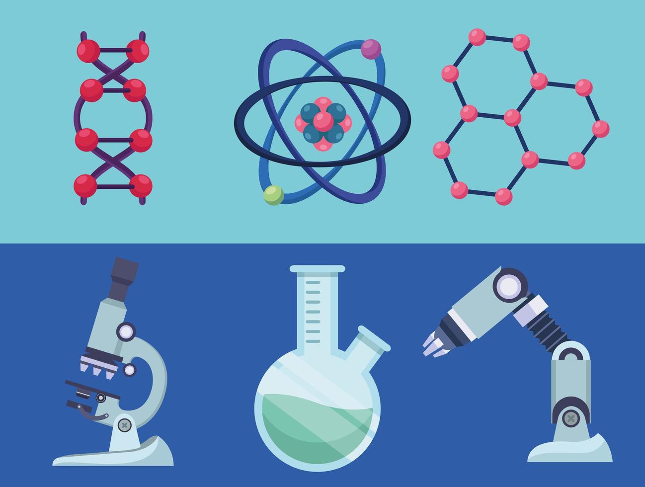 six icônes de laboratoire d'adn vecteur