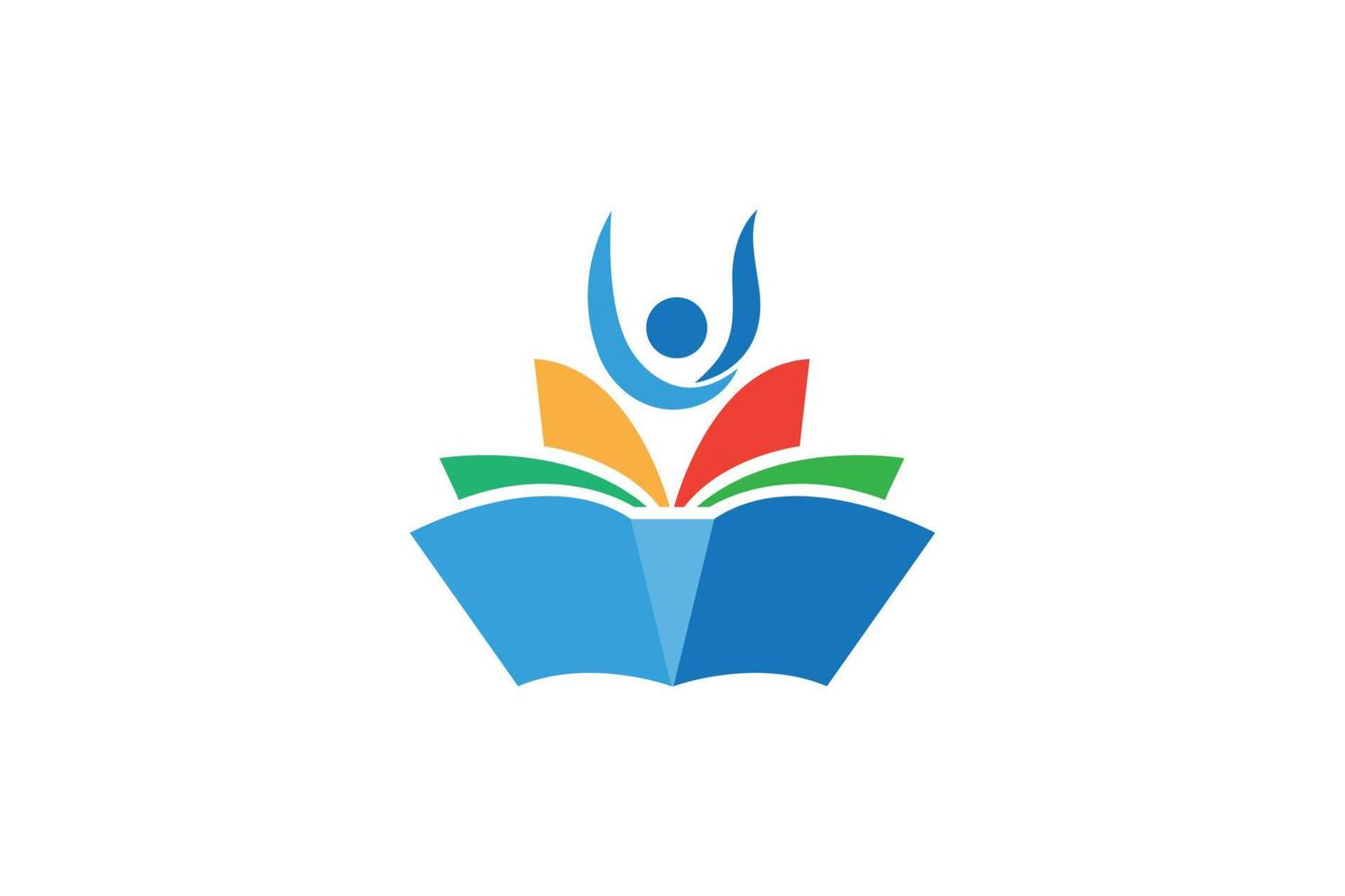 logo de l'éducation avec livre et objet d'élément humain, apprentissage heureux, conception vectorielle créative vecteur