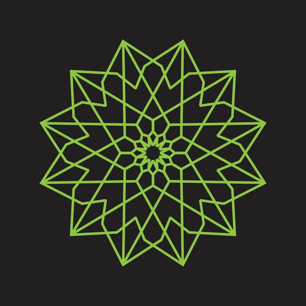 ornement de mandala vert graphique vectoriel de style pointu