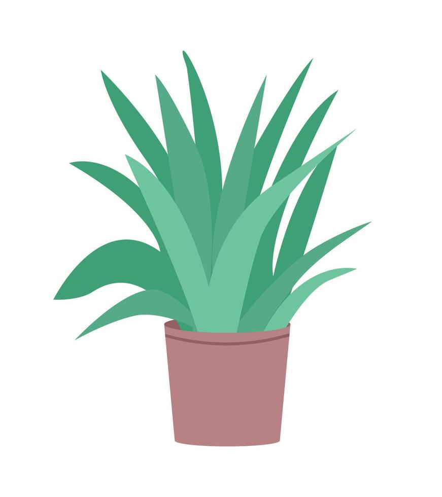 plante verte en pot objet vectoriel de couleur semi-plat
