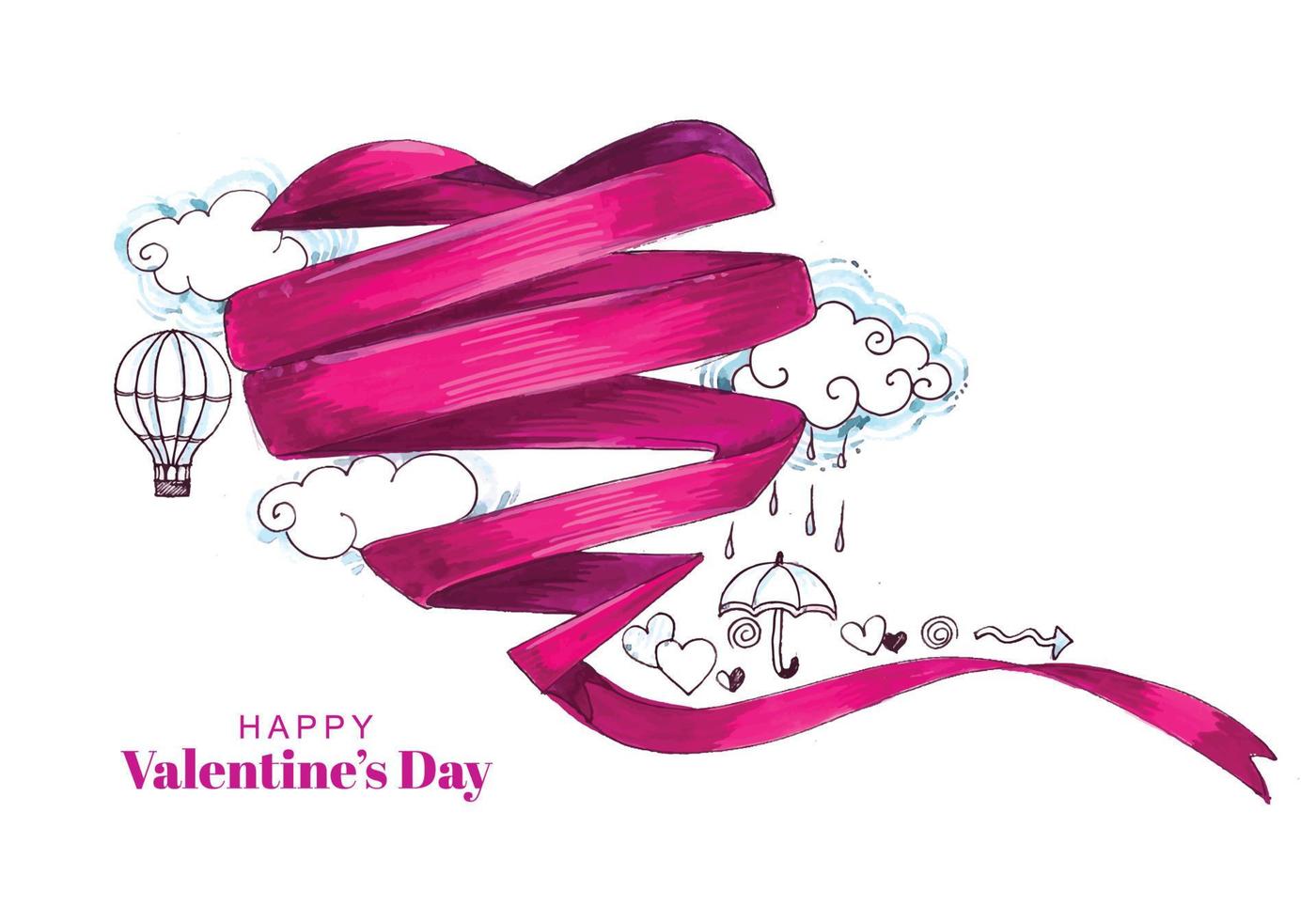 fond de carte de vacances saint valentin en forme de coeur ruban élégant vecteur