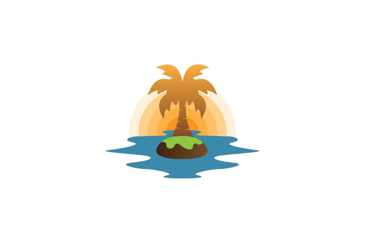 cocotier coucher de soleil océan nature logo, voyage, bel art abstrait, paysage tropical vecteur