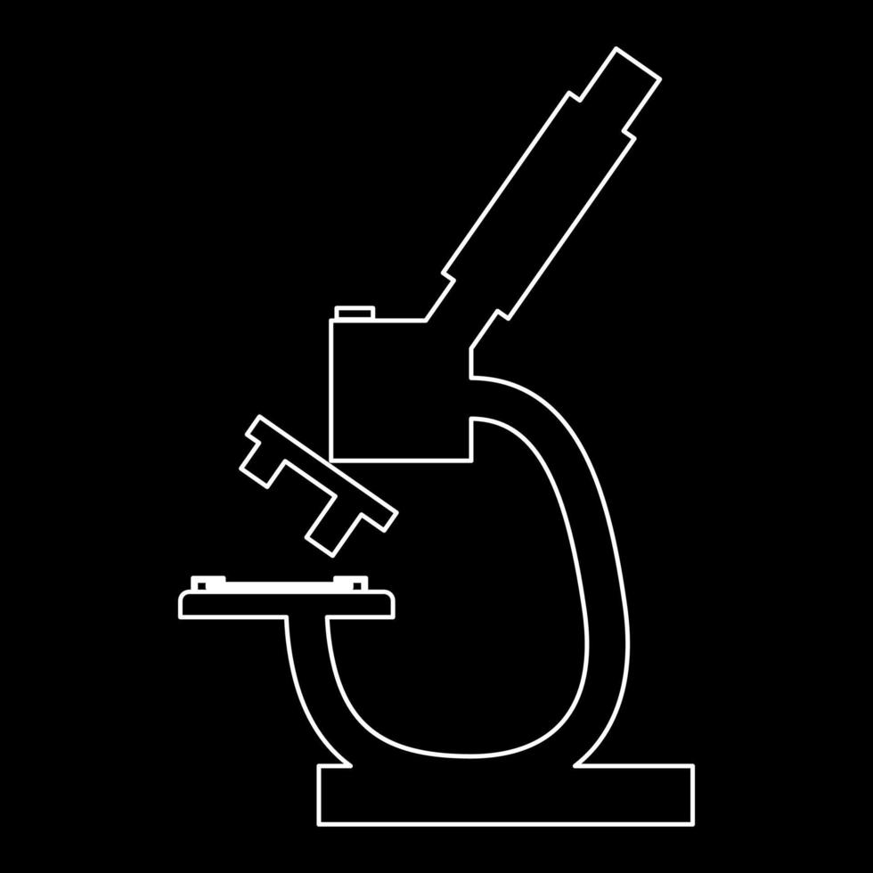 icône de contour blanc microscope vecteur