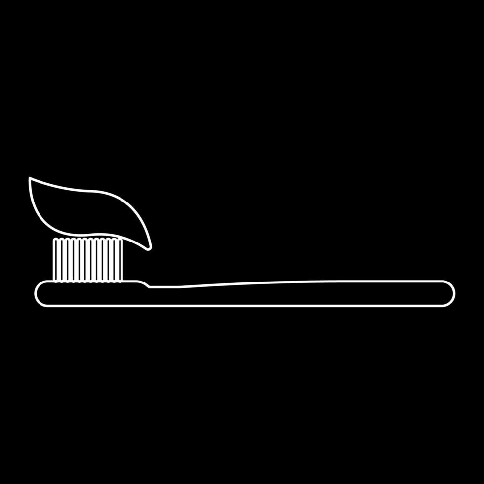 dentifrice et brosse contour blanc icône vecteur
